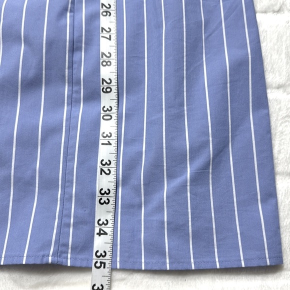 Express Womens XL Blue Striped Puff Sleeve Belted Mini Dress Cotton Blend NWT - Picture 8 of 10